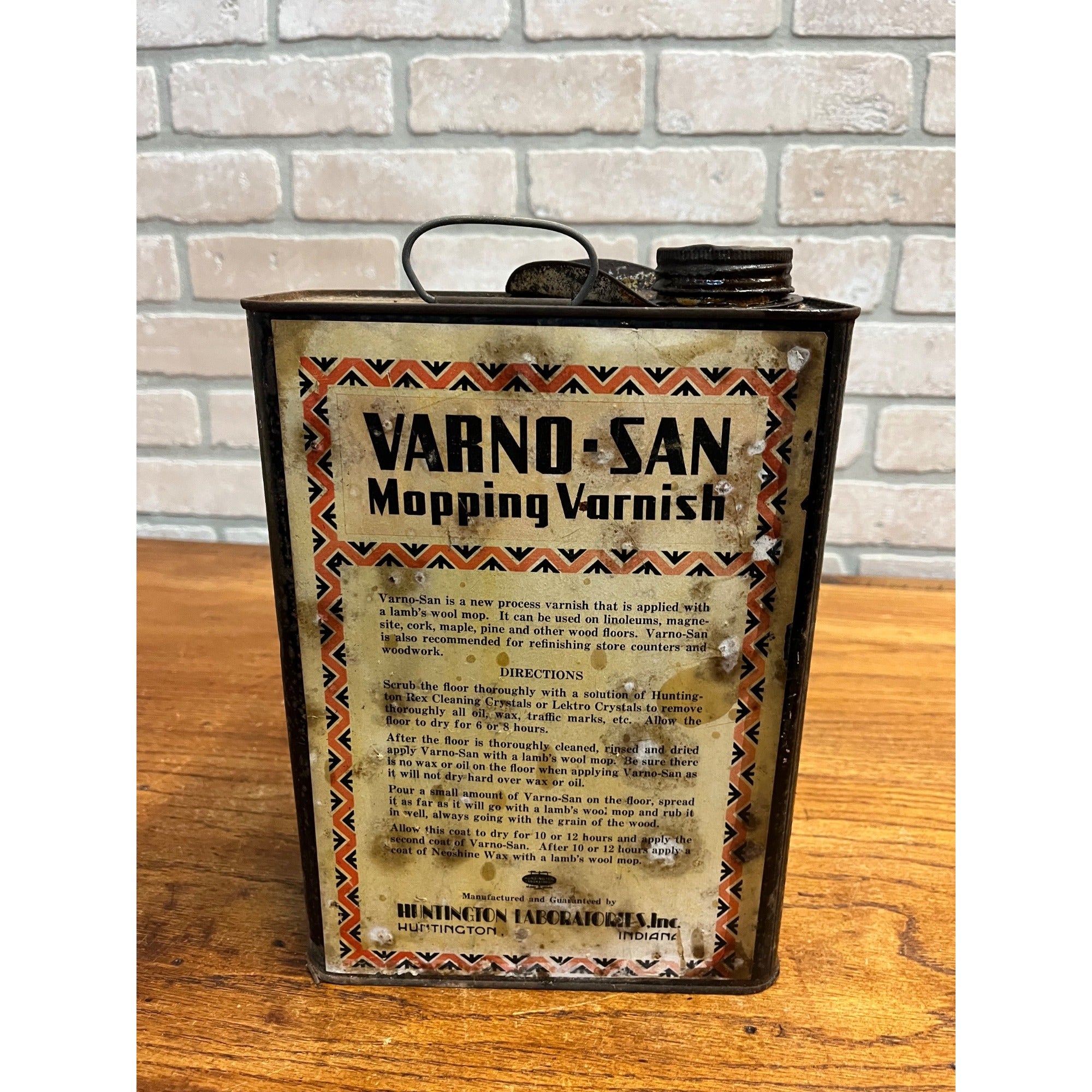 Vintage Scarce Gallon Oil Style Empty Can Huntington Indiana Laboratory Products