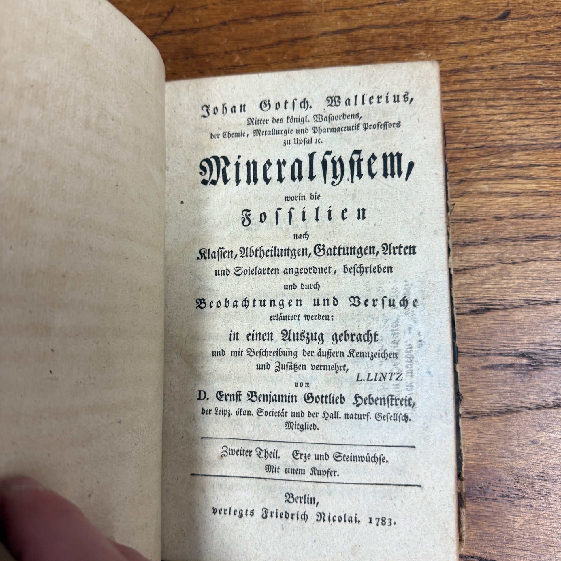 Antique 1783 Study of Minerals & Fossils Book Mineral System