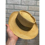 Vintage Sisson's Milwaukee Fine Panama Straw Gambler Hat Telescope Crown 7-1/8 "Pana Cool"