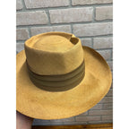 Vintage Sisson's Milwaukee Fine Panama Straw Gambler Hat Telescope Crown 7-1/8 "Pana Cool"