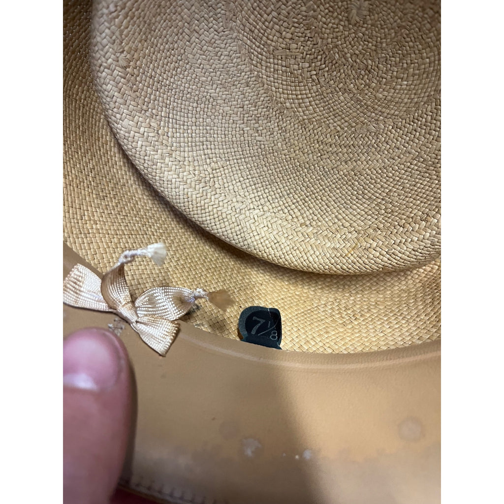 Vintage Sisson's Milwaukee Fine Panama Straw Gambler Hat Telescope Crown 7-1/8 "Pana Cool"