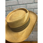 Vintage Sisson's Milwaukee Fine Panama Straw Gambler Hat Telescope Crown 7-1/8 "Pana Cool"