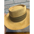 Vintage Sisson's Milwaukee Fine Panama Straw Gambler Hat Telescope Crown 7-1/8 "Pana Cool"