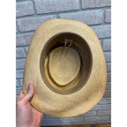 Vintage Sisson's Milwaukee Fine Panama Straw Gambler Hat Telescope Crown 7-1/8 "Pana Cool"