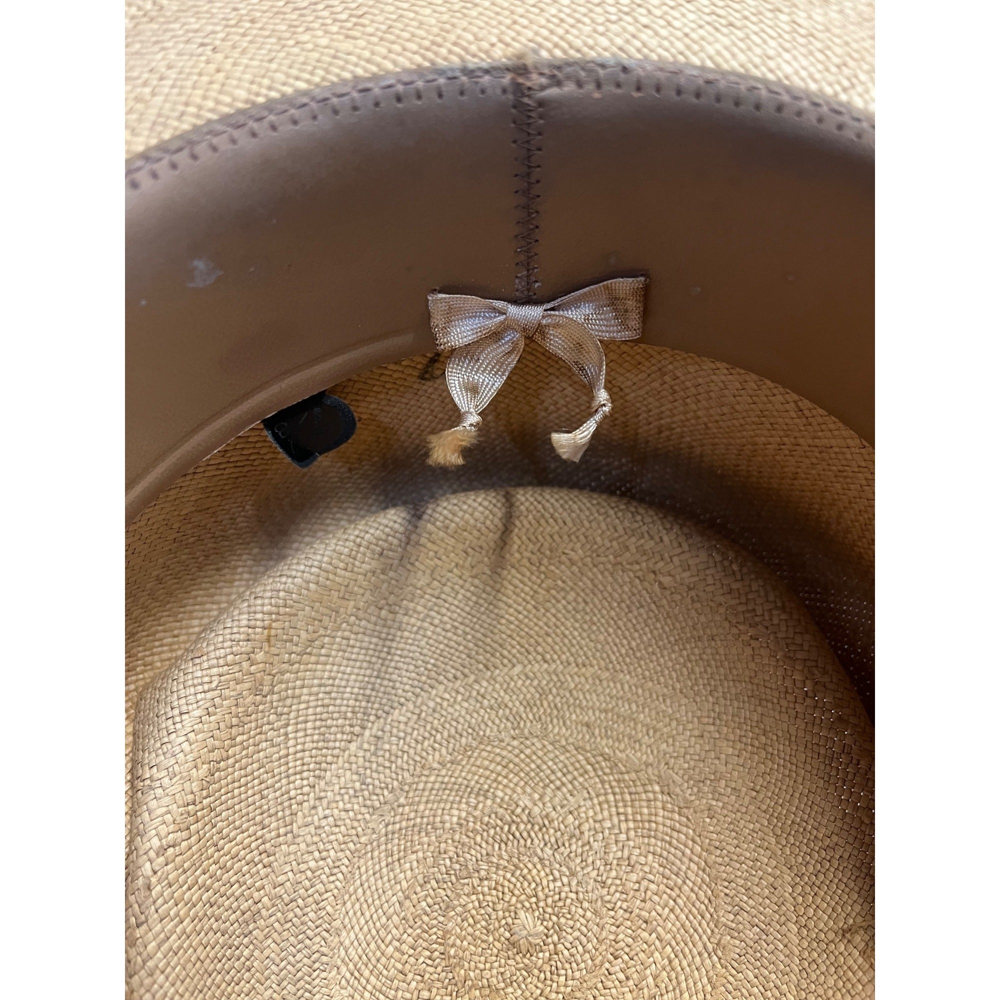 Vintage Sisson's Milwaukee Fine Panama Straw Gambler Hat Telescope Crown 7-1/8 "Pana Cool"