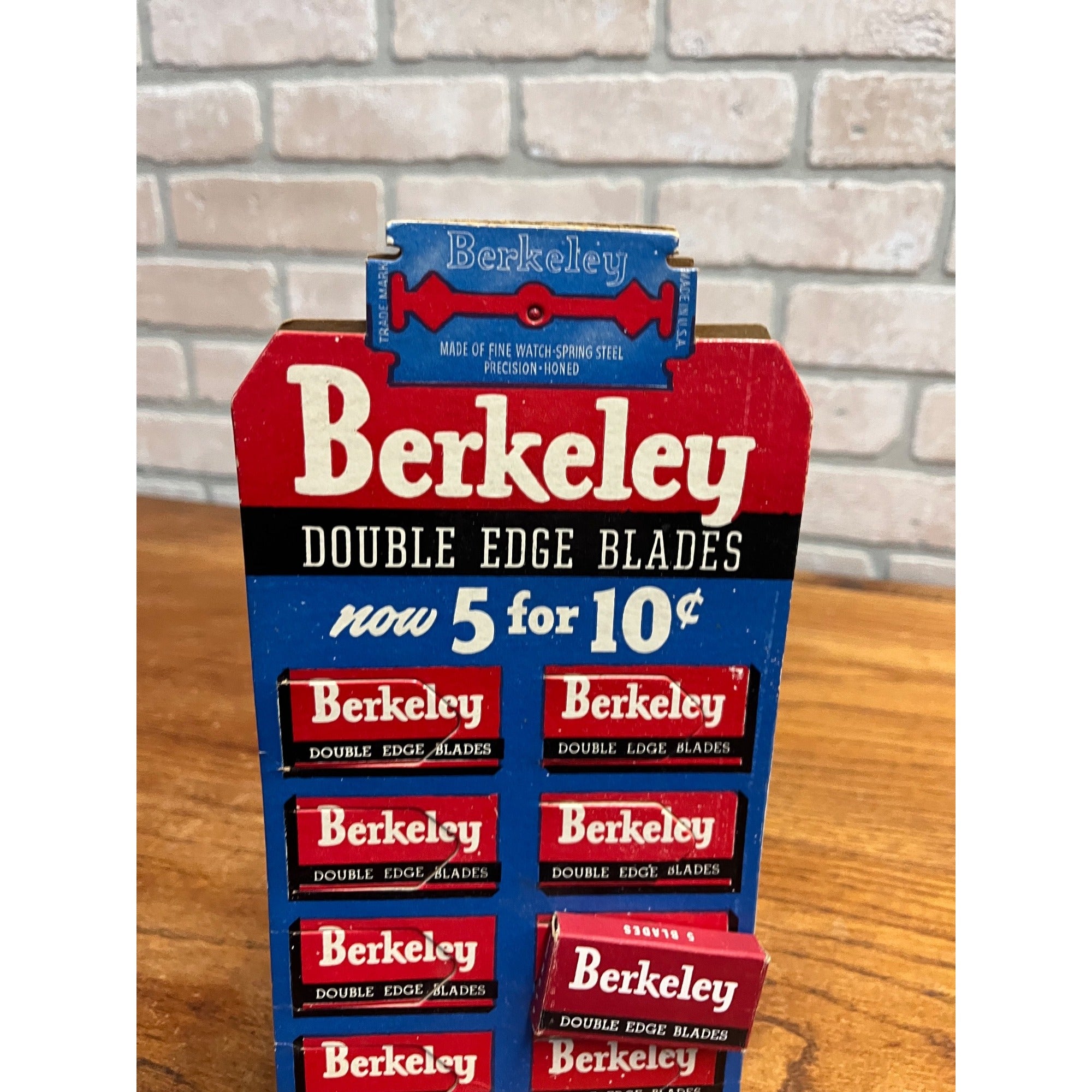 Vintage Berkley Double Edge Razor Blade Advertising Store Display Shaving