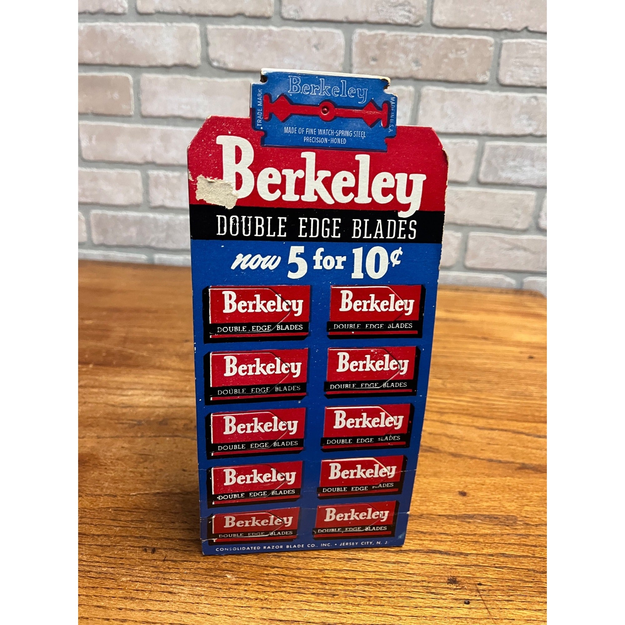 Vintage Berkley Double Edge Razor Blade Advertising Store Display Shaving
