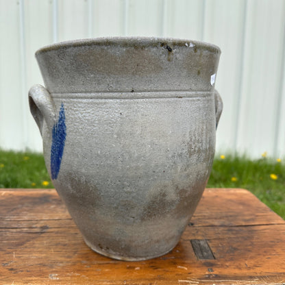 Antique 2 Ohio Valley Region Stoneware Crock Cobalt Decorated Pot Planter