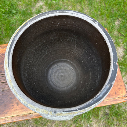 Antique 2 Ohio Valley Region Stoneware Crock Cobalt Decorated Pot Planter