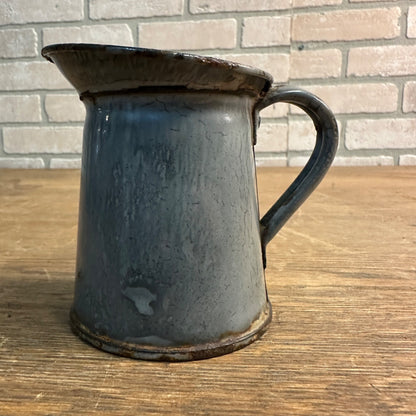 Antique Early 19000s Enamelware Grey Graniteware 3.5" Milk Creamer