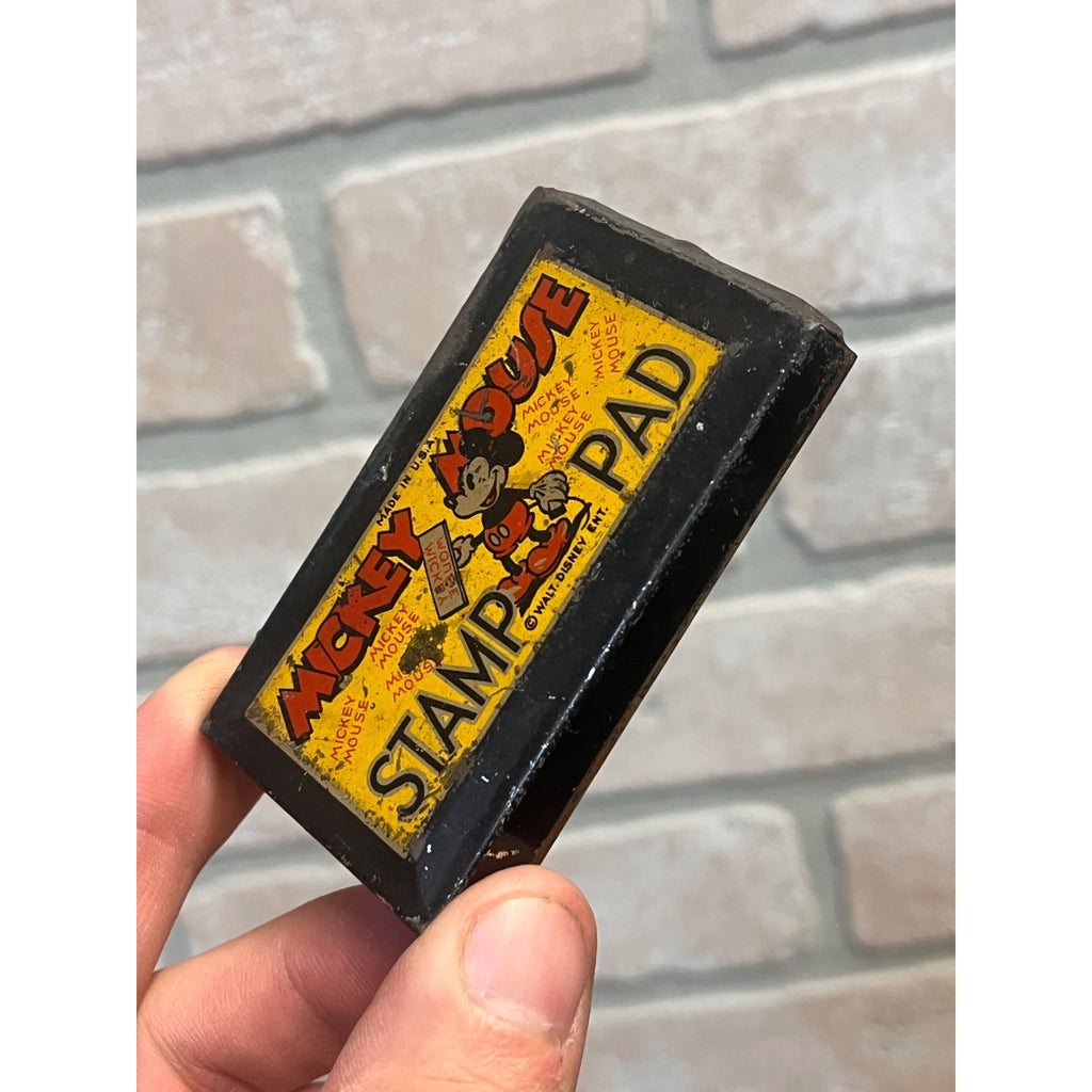 Vintage 1930s Mickey Mouse Stamp Pad Walt Disney Tin Litho