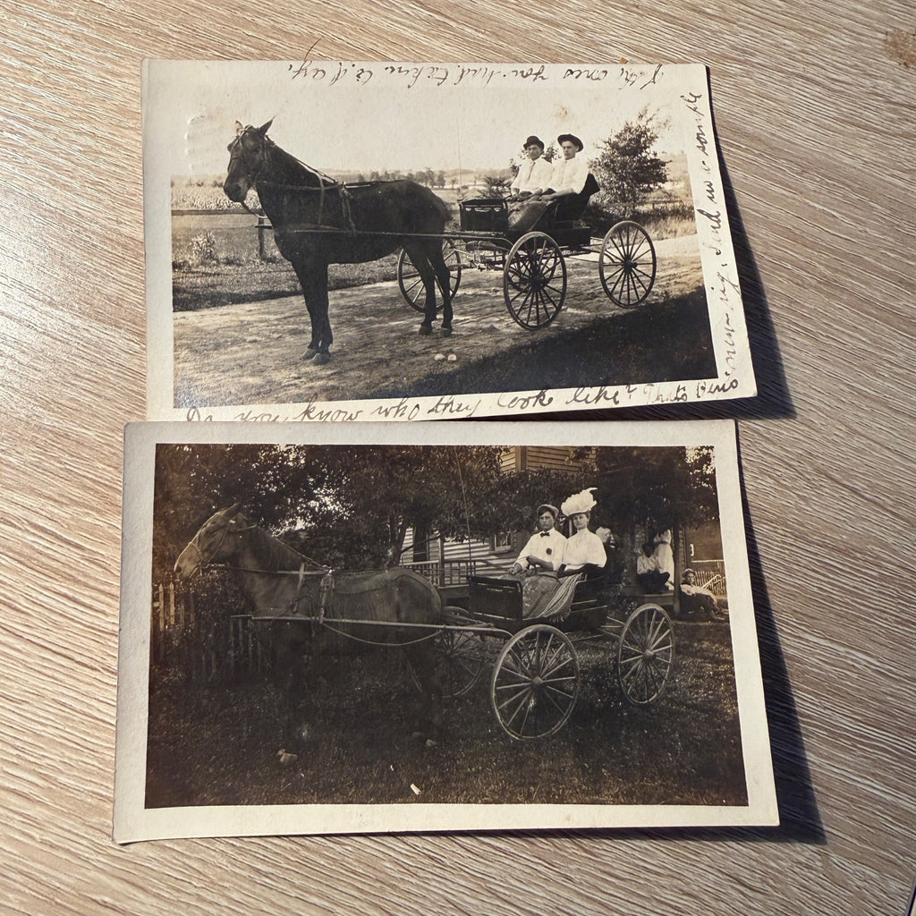 (2) RPPC Postcard Fredonia Wis Horse and Buggy Postcards