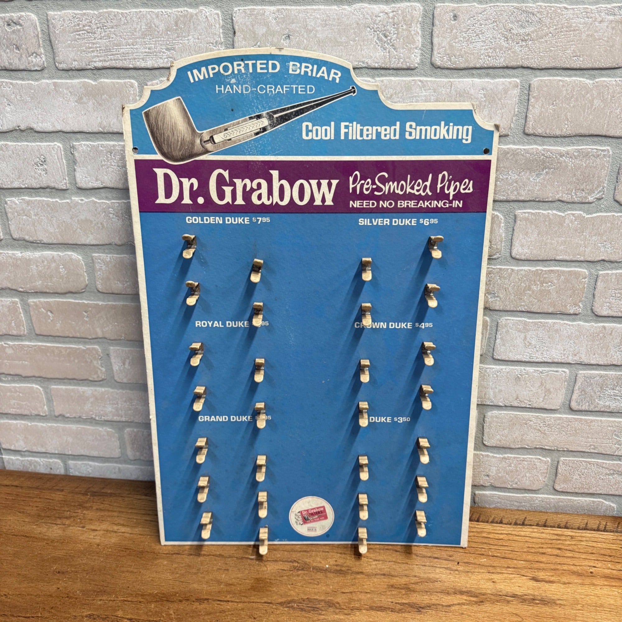 Dr Grabow Vintage Pipe Tobacco Smoking Display Stand Sign Retail Advertising.