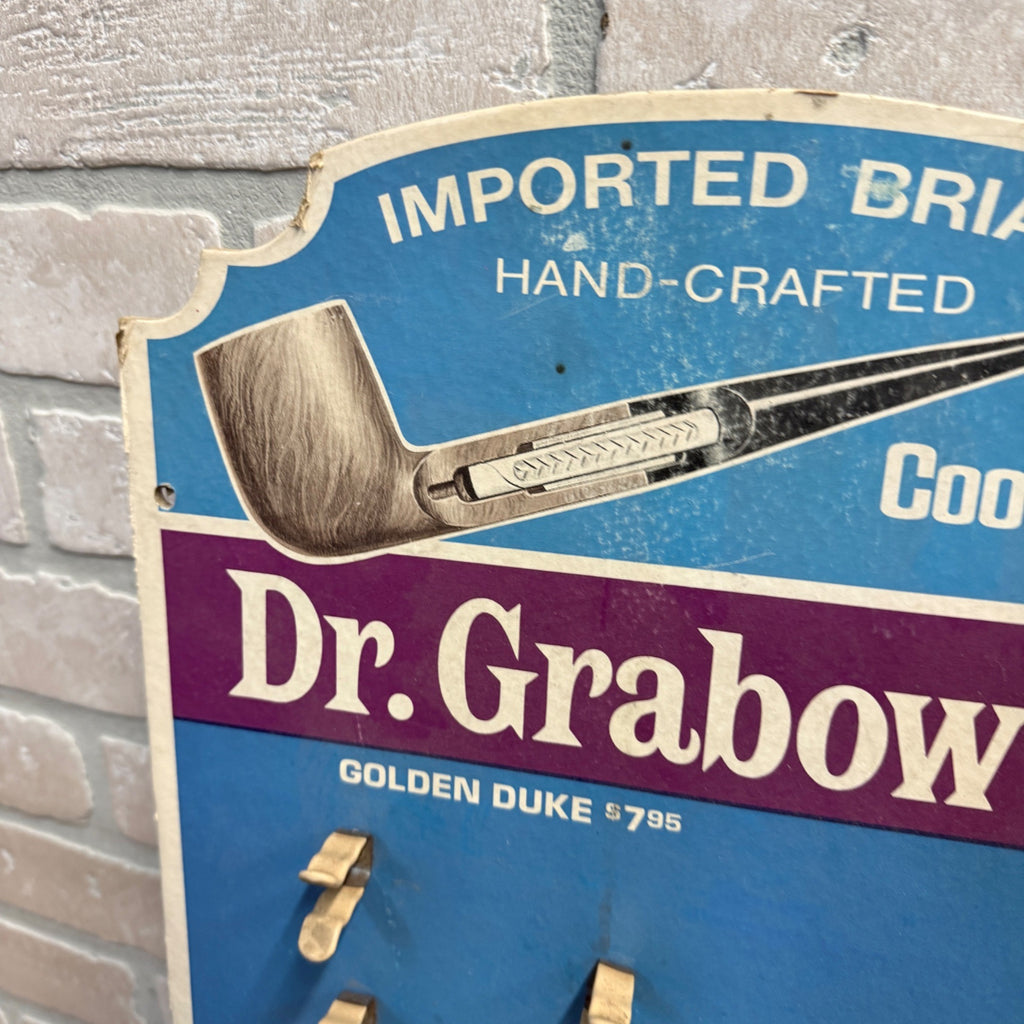 Dr Grabow Vintage Pipe Tobacco Smoking Display Stand Sign Retail Advertising.