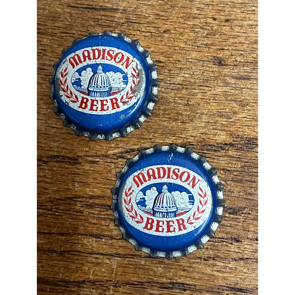 Vintage Fauerbach "Madison Beer" Wisconsin Beer Bottle Crown Top Caps Cork (2)