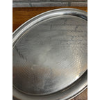 Vintage 1960s MCM Stainless Serving Oval Platter Hammered Tray Olde Hall 18x13.5