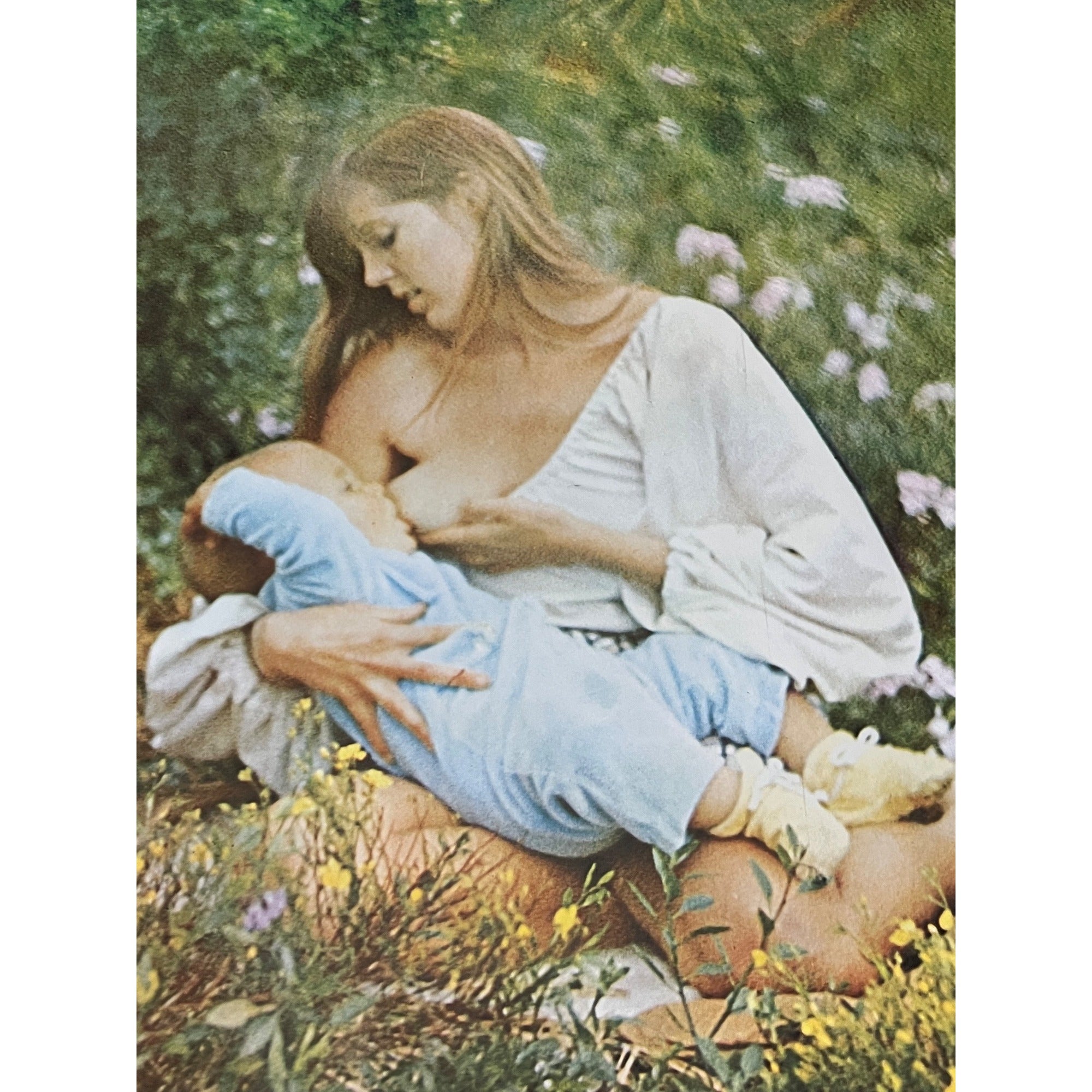 Vintage 1960s Breastfeeding Hippie Mother Poster Art Psychology Today Baby