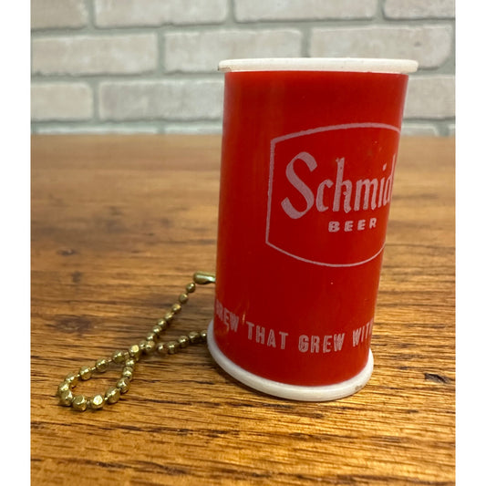 Vintage Schmidt Beer Combo Keychain Coin Container Fish Bobber Advertising