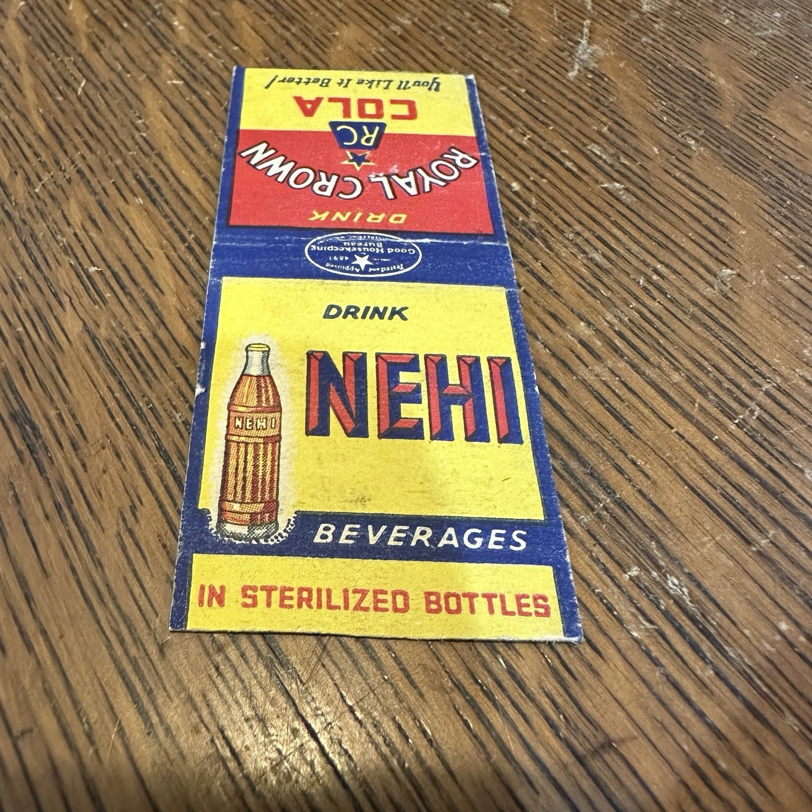 Drink Nehi Royal Crown Soda Advertising Matchbook 1940s