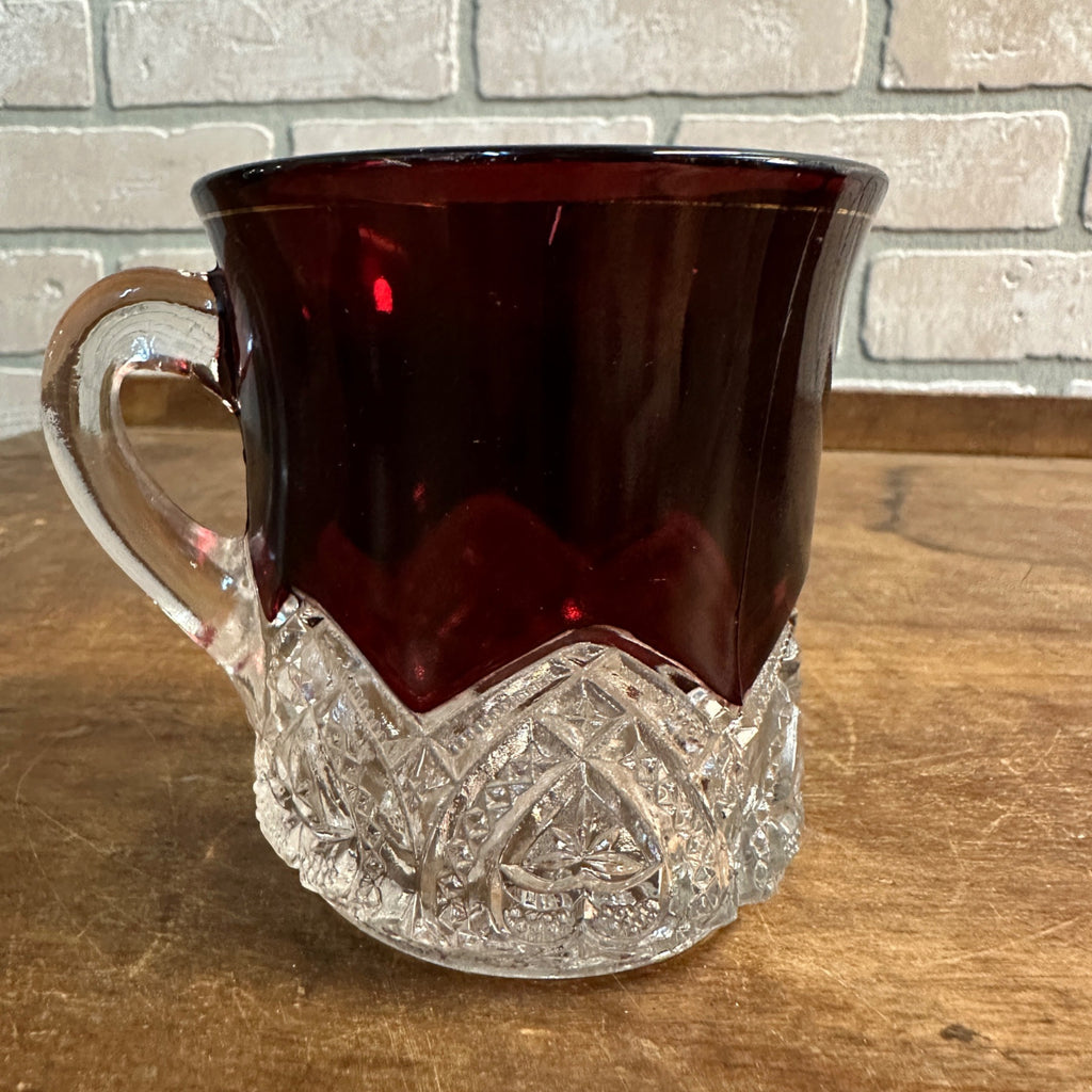 VINTAGE MUG RUBY FLASH RED GLASS ROCHESTER MINNESOTA SOUVENIR FANCY