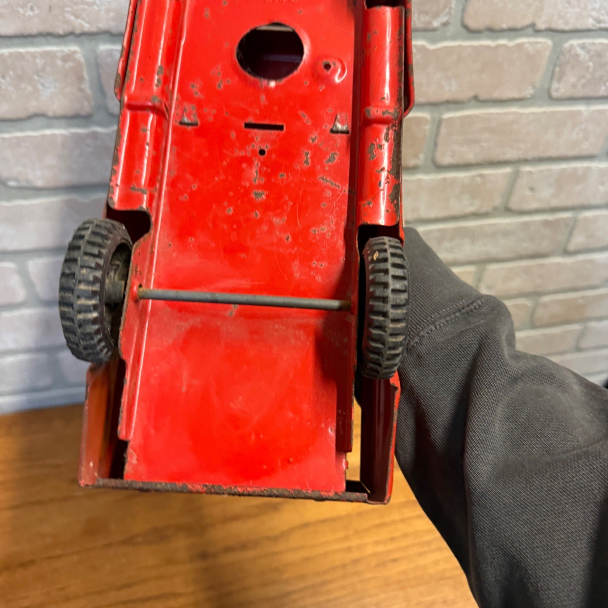 Vintage Buddy L Pressed Steel Toy Zoo Red Pickup Truck Toy -- Parts/Repair