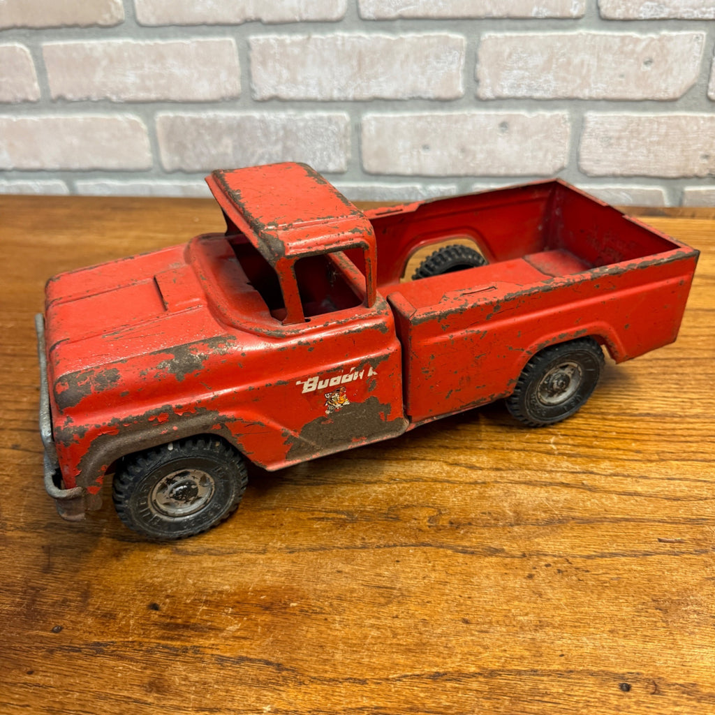 Vintage Buddy L Pressed Steel Toy Zoo Red Pickup Truck Toy -- Parts/Repair