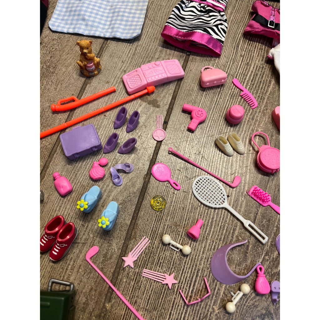 Huge Barbie Doll Clothes Accessories Lot Shoes Camping Food Mattel Mixed Estate