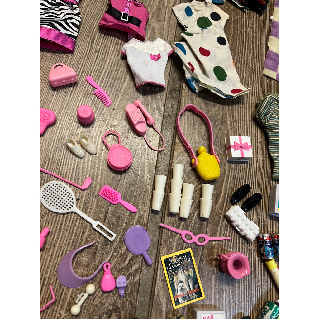 Huge Barbie Doll Clothes Accessories Lot Shoes Camping Food Mattel Mixed Estate