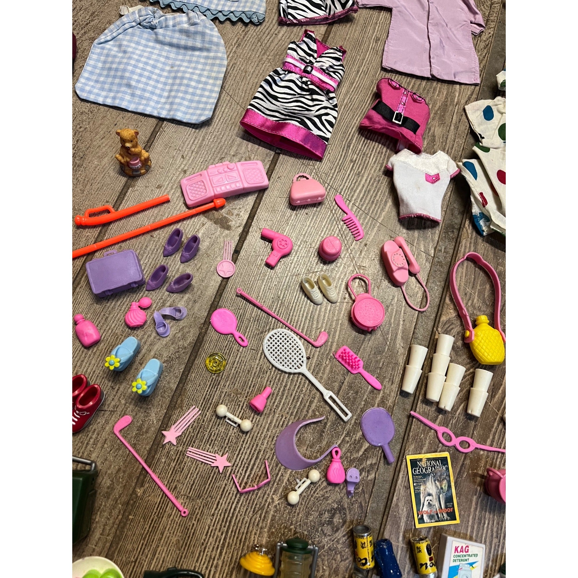 Huge Barbie Doll Clothes Accessories Lot Shoes Camping Food Mattel Mixed Estate