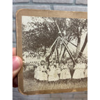 Antique Victorian School Girls Maypole Dance Yard Photograph Cabinet Card Mount