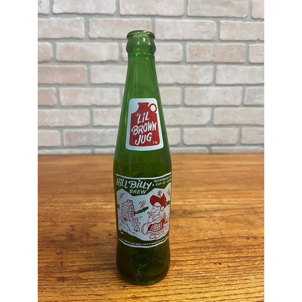 Hill Billy Brew  'Lil Brown Jug;  M.C.S.C., 1960s ACL Soda Pop Bottle Green