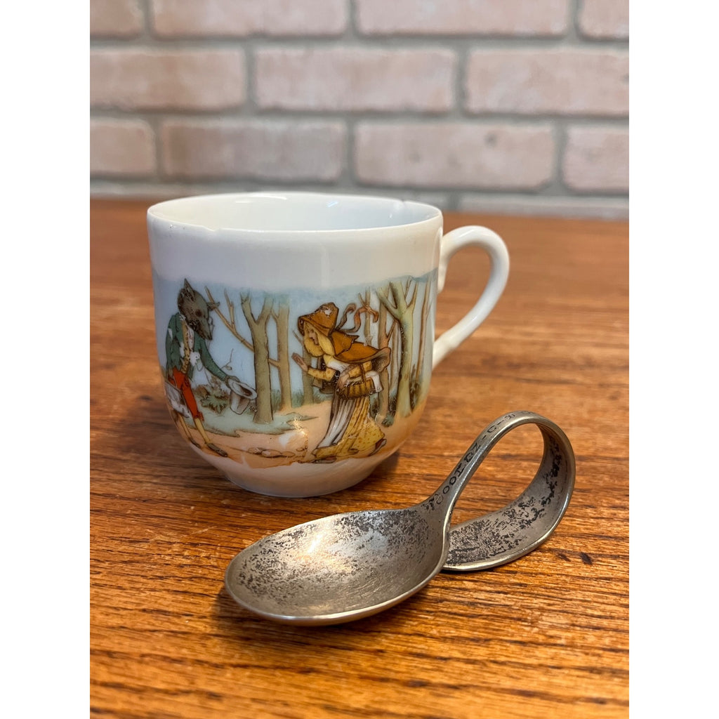 Antique Little Red Riding Hood & the Wolf Small Teacup Germany + Spoon Winthrop