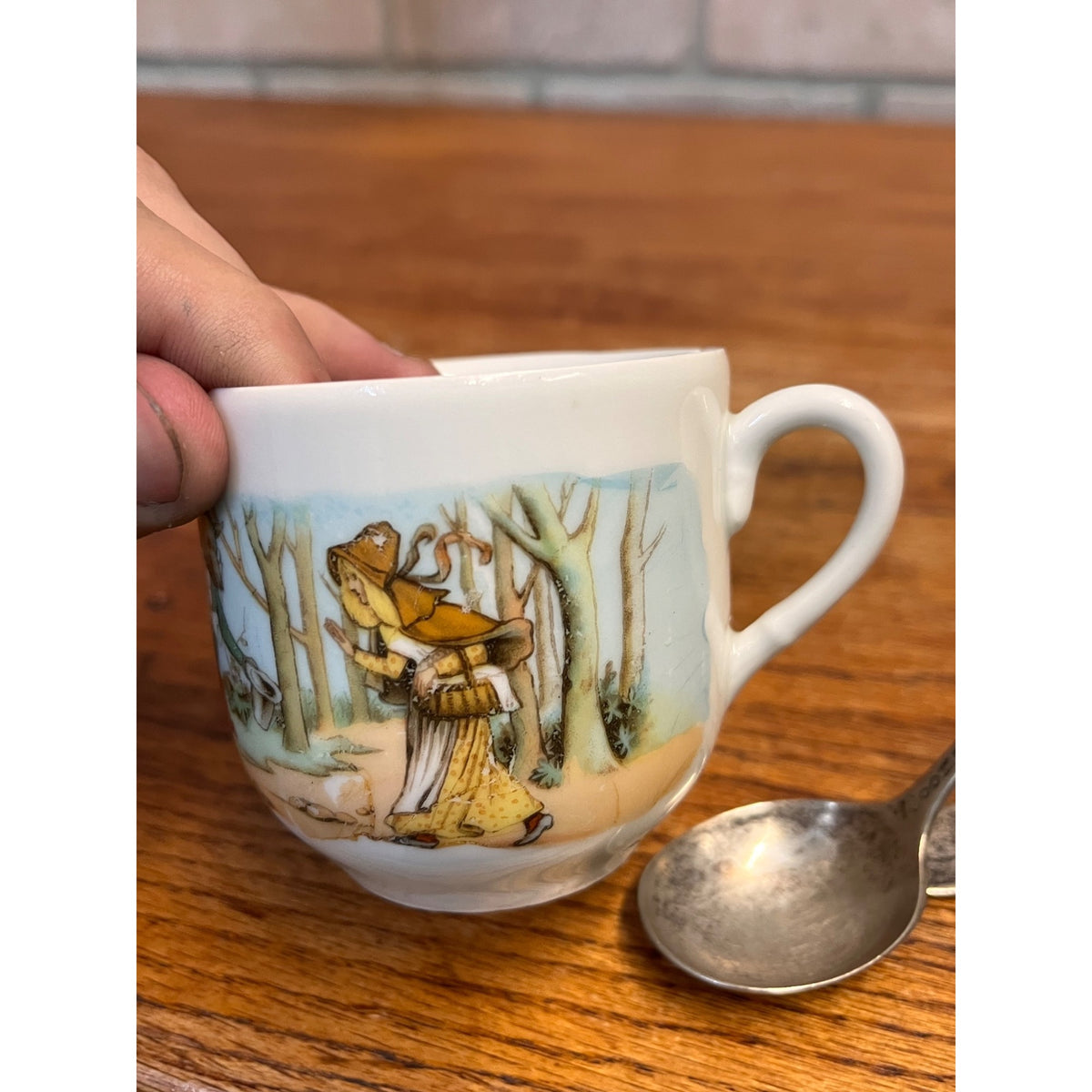 Antique Little Red Riding Hood & the Wolf Small Teacup Germany + Spoon Winthrop