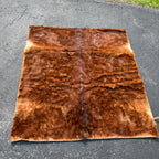Antique 19th c Primitive Horse Buggy Sleigh Blanket Genuine Cowhide & Wool HEAVY