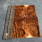 Antique 19th c Primitive Horse Buggy Sleigh Blanket Genuine Cowhide & Wool HEAVY
