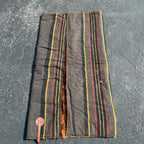 Antique 19th c Primitive Horse Buggy Sleigh Blanket Genuine Cowhide & Wool HEAVY