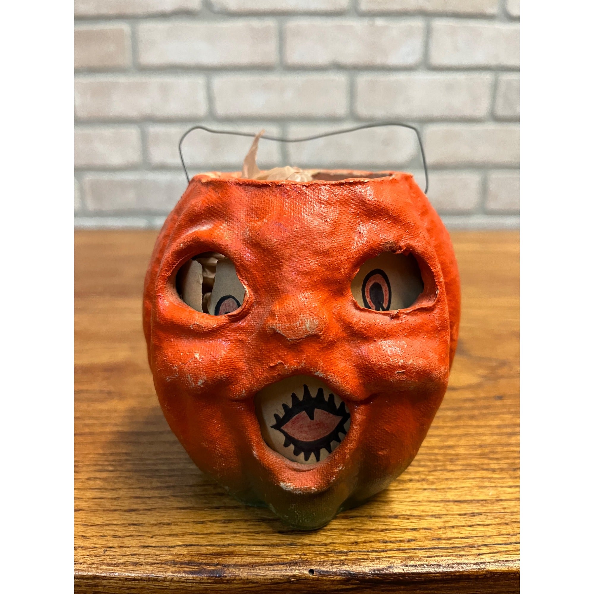 Vintage Halloween Paper Mache Jack O' Lantern JOL Choir Boy 4.5"