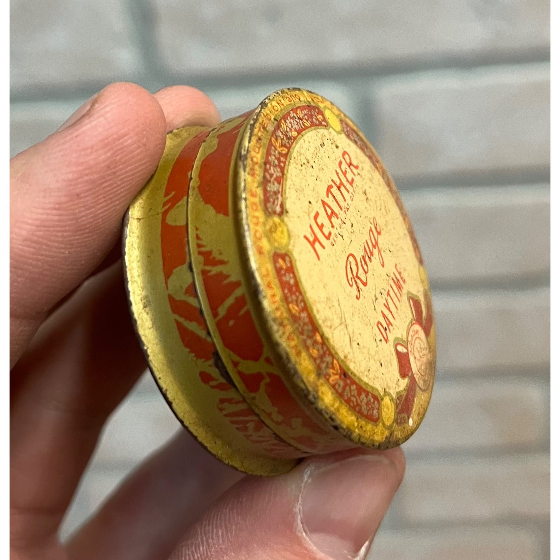 Vintage Early 1900s Heather Red Rouge, Heather Co, Jersey City, New Jersey Tin