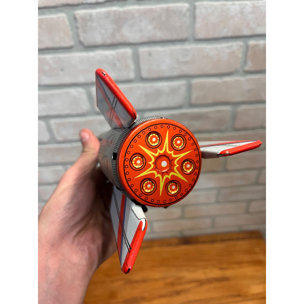 Vintage Tinplate Space Rocket Holdraketa 1960s Hungarian Moon Rocket With Box