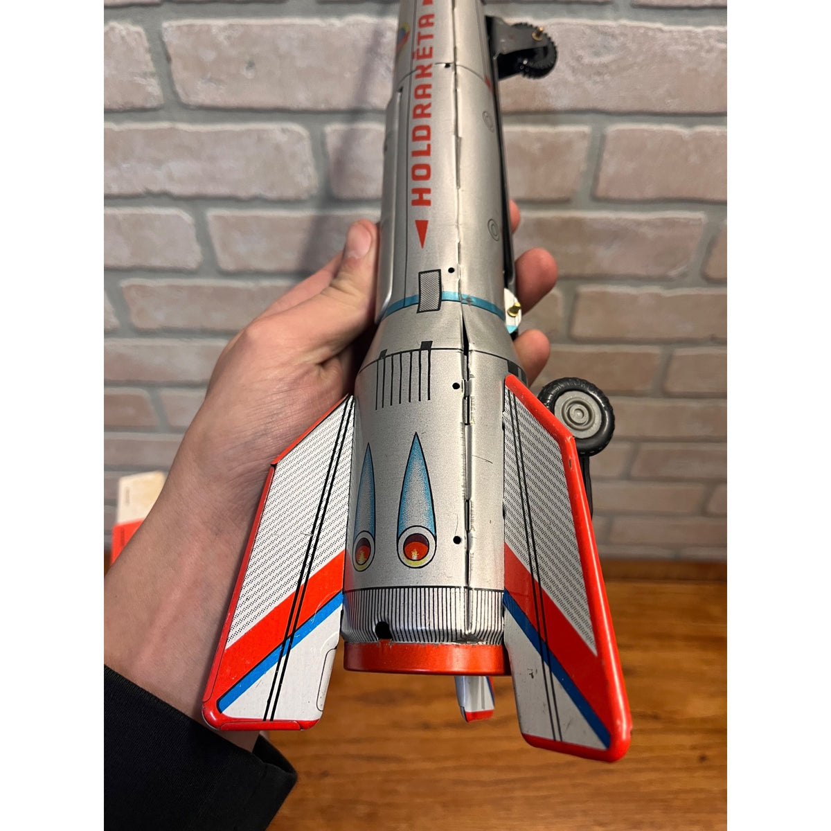 Vintage Tinplate Space Rocket Holdraketa 1960s Hungarian Moon Rocket With Box