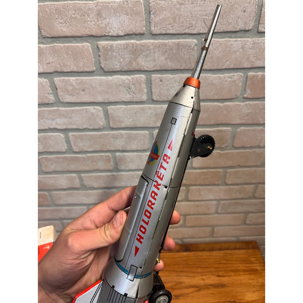 Vintage Tinplate Space Rocket Holdraketa 1960s Hungarian Moon Rocket With Box