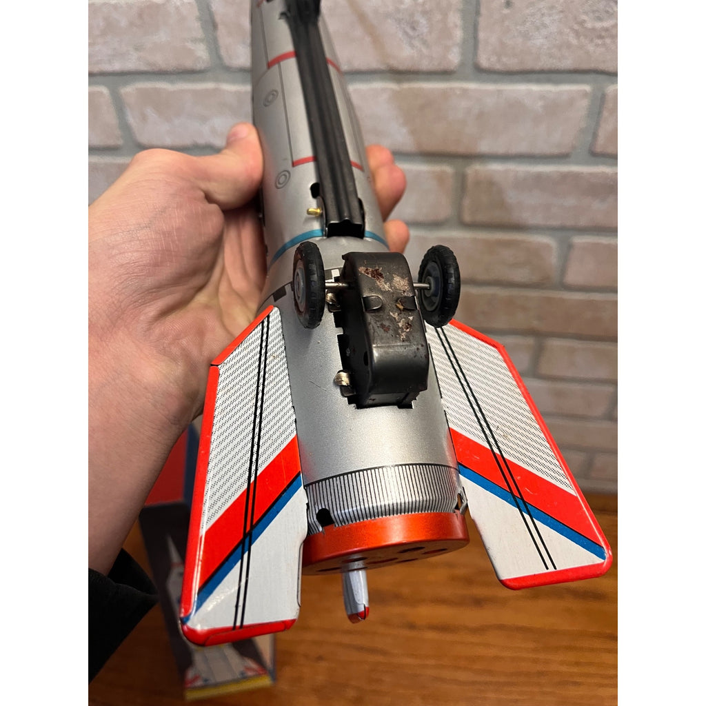 Vintage Tinplate Space Rocket Holdraketa 1960s Hungarian Moon Rocket With Box