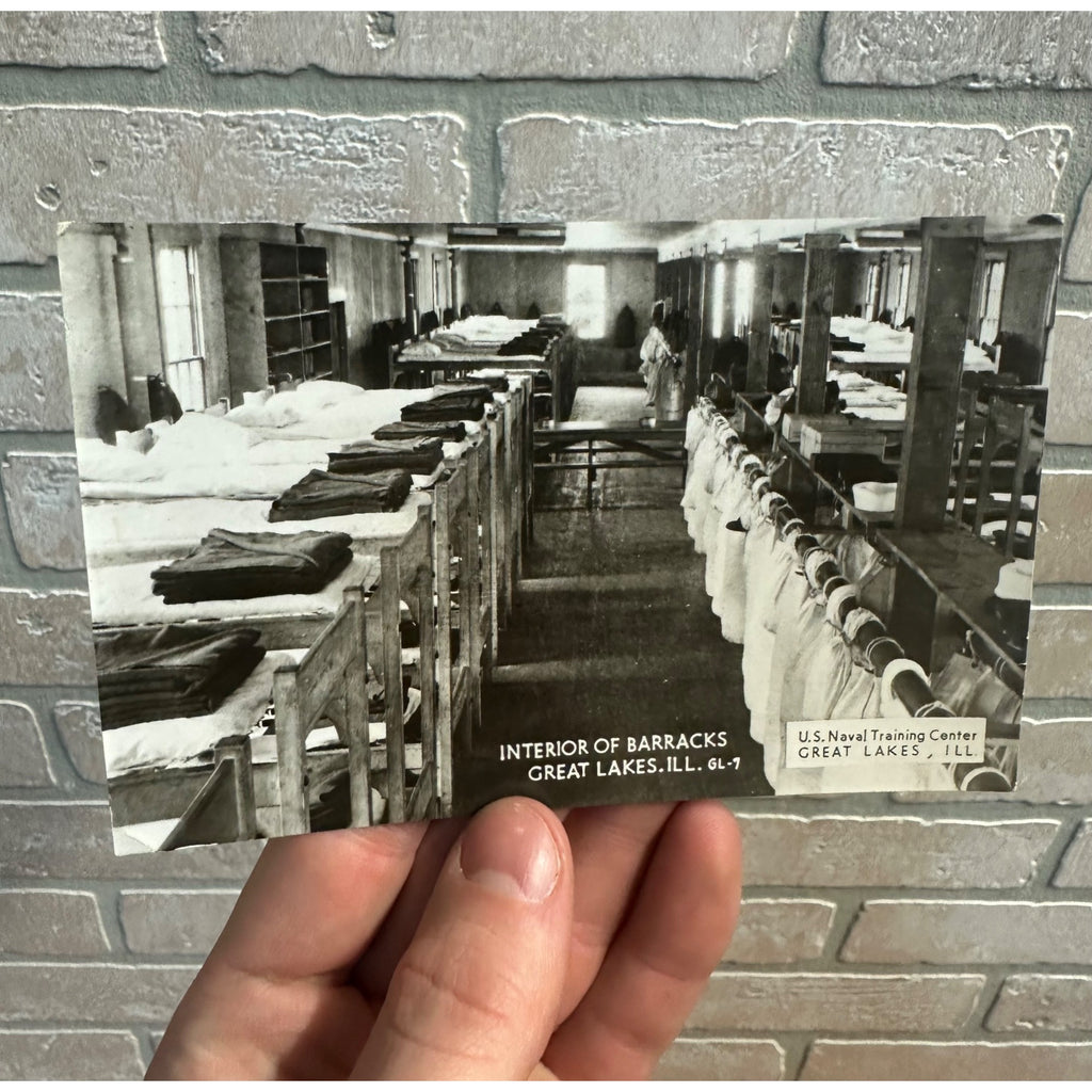 GREAT LAKES Naval Training Station RPPC Photo Postcard "Interior of Barracks"