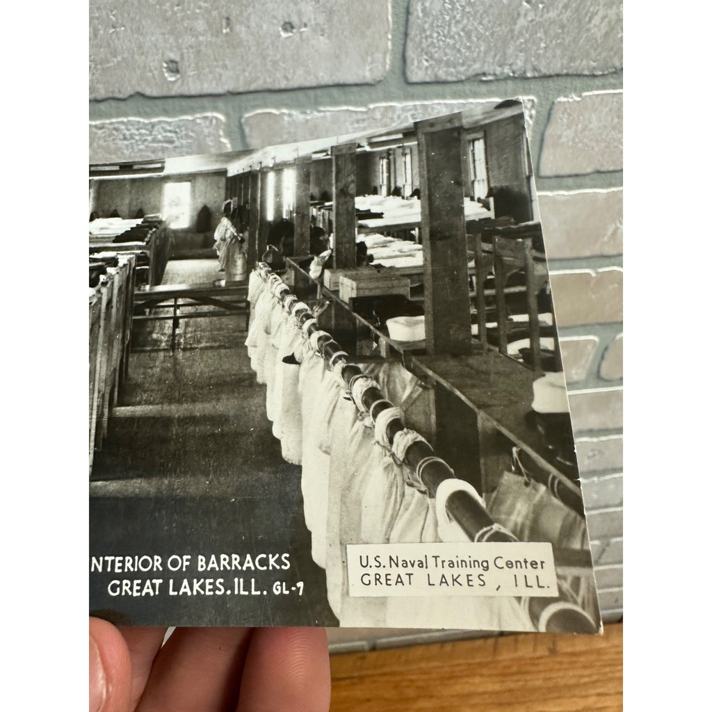 GREAT LAKES Naval Training Station RPPC Photo Postcard "Interior of Barracks"