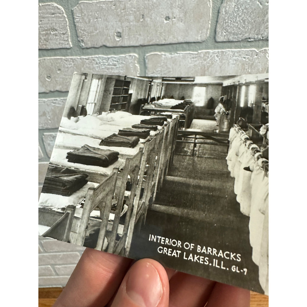 GREAT LAKES Naval Training Station RPPC Photo Postcard "Interior of Barracks"