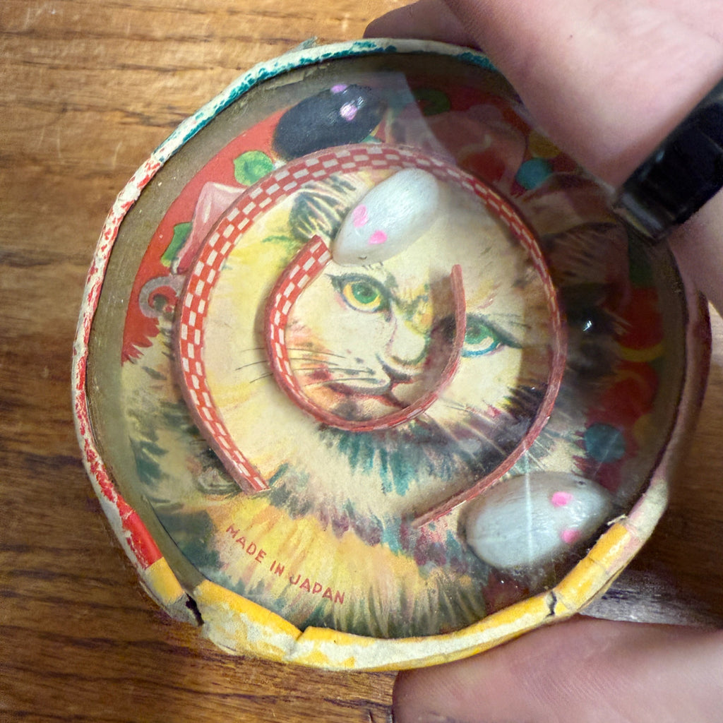 Lot of 2 Vintage Cat & Mouse Dexterity Toy Puzzle Pocket Game Made in Japan