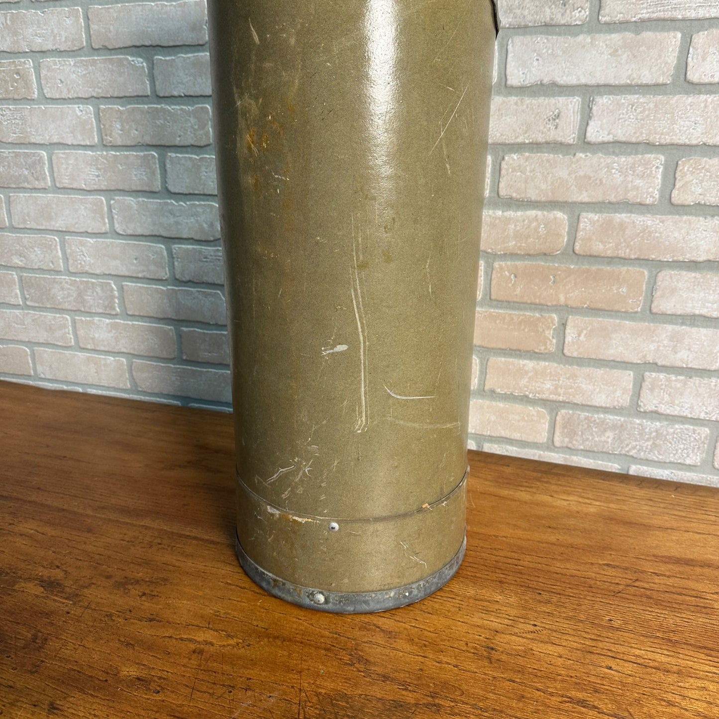 Vintage Spaulding Green Industrial Fiber Waste Basket Receptacle Barrel