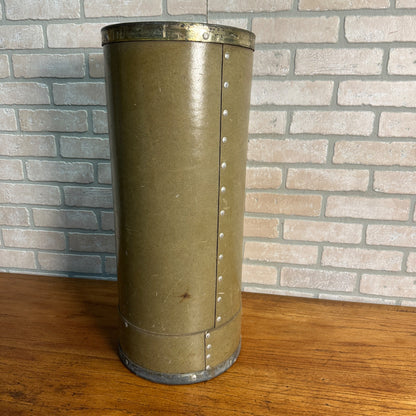 Vintage Spaulding Green Industrial Fiber Waste Basket Receptacle Barrel