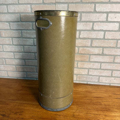 Vintage Spaulding Green Industrial Fiber Waste Basket Receptacle Barrel