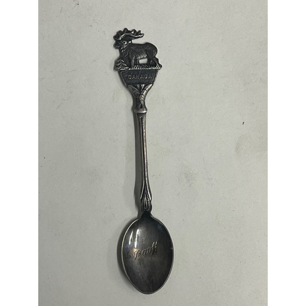 Vintage Banff National Park Canada Souvenir 4.25" Spoon Elk Silver Plated